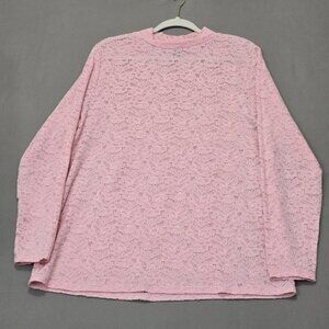Torrid Pink Sheer Lace Mock Neck Long Sleeve Top Size 2